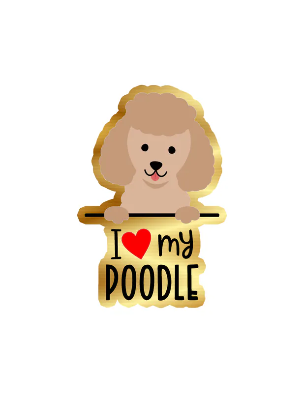 I Love My Poodle - Dog Gold Chrome Vinyl Decal