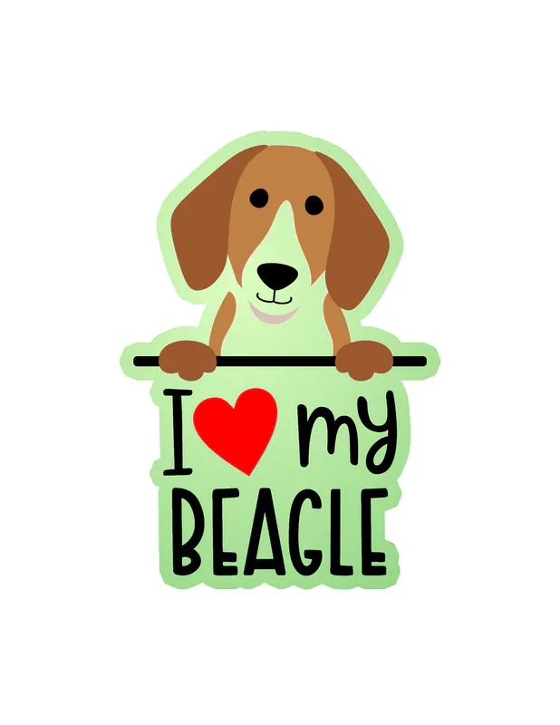 I Love My Beagle - Dog Glow in the Dark Vinyl Decal