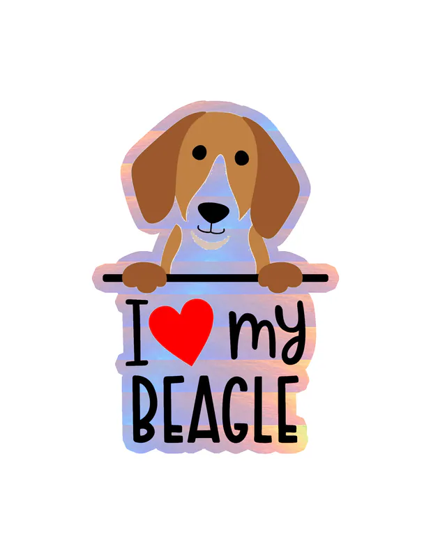 I Love My Beagle - Dog Holographic Vinyl Decal