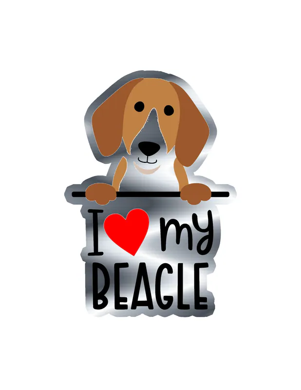 I Love My Beagle - Dog Silver Chrome Vinyl Decal