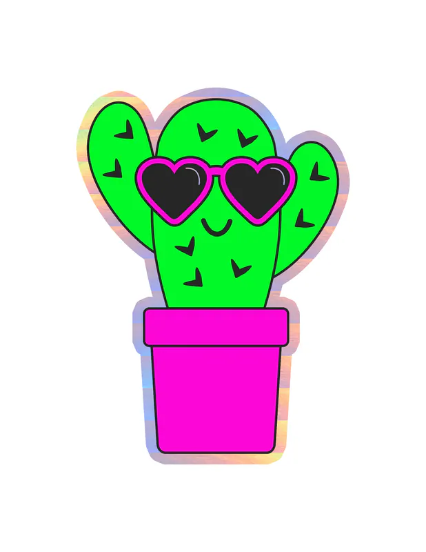 Cactus Holographic Vinyl Decal - Custom Size