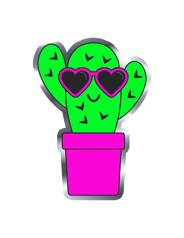 Cactus Silver Chrome Vinyl Decal - Custom Size