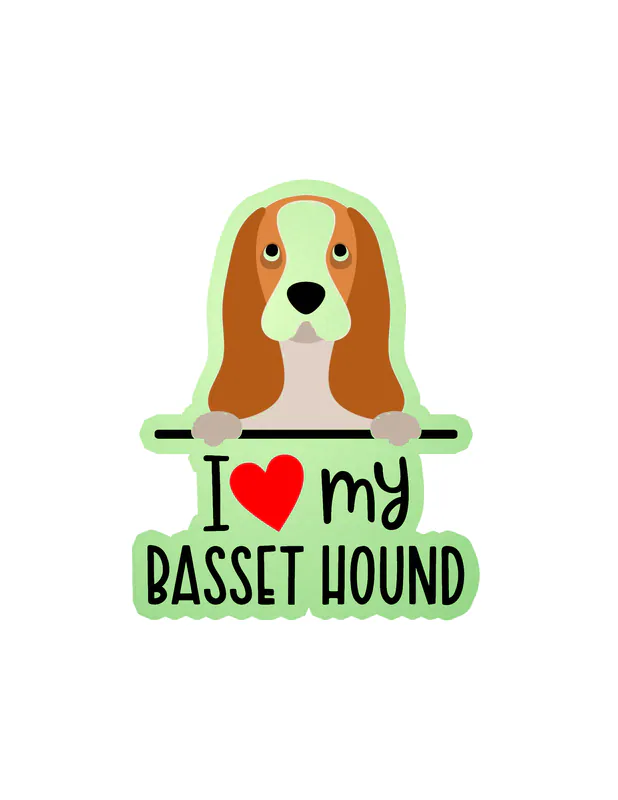 I Love My Basset Hound - Dog Glow in the Dark Vinyl Decal