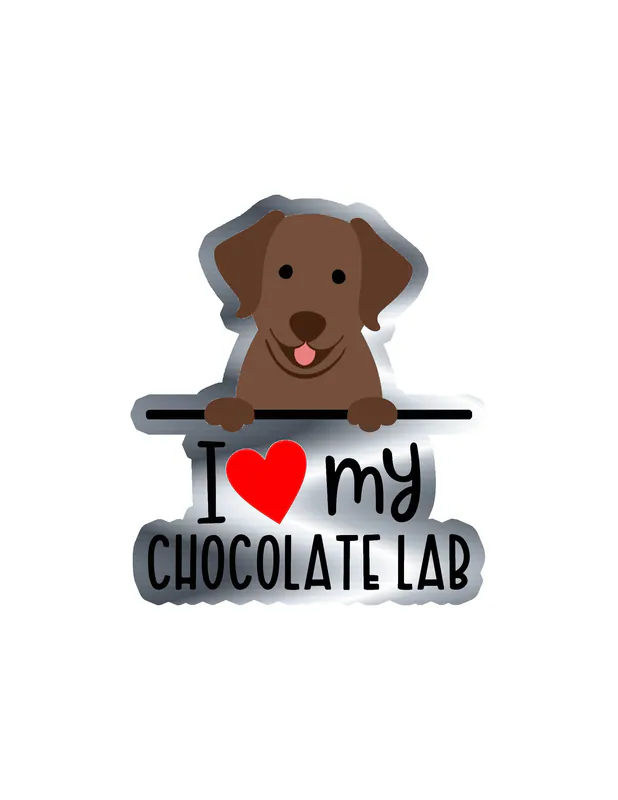 I Love My Chocolate Lab - Dog Silver Chrome Vinyl Decal