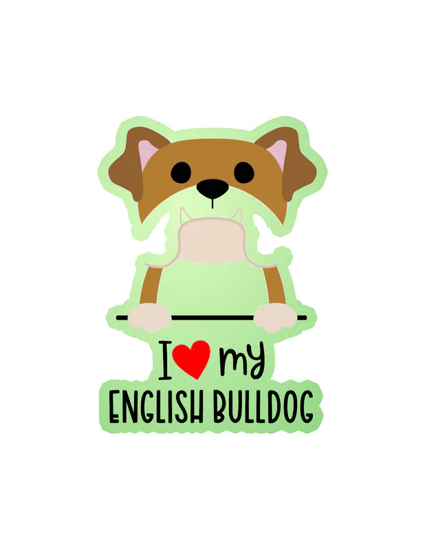 I Love My English Bulldog - Dog Glow in the Dark Vinyl Decal