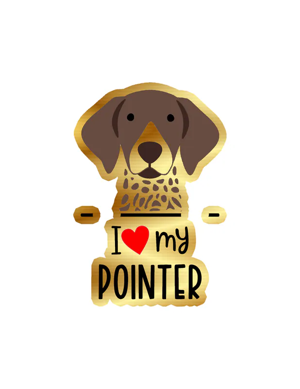 I Love My Pointer - Dog Gold Chrome Vinyl Decal