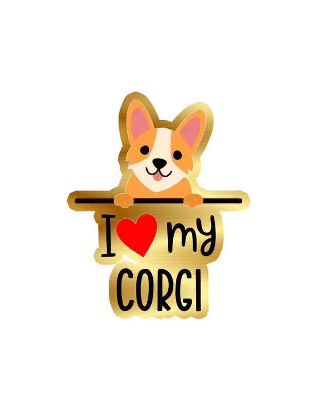 I Love My Corgi - Dog Gold Chrome Vinyl Decal