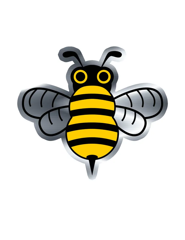 Bee Silver Chrome Vinyl Decal - Custom Size