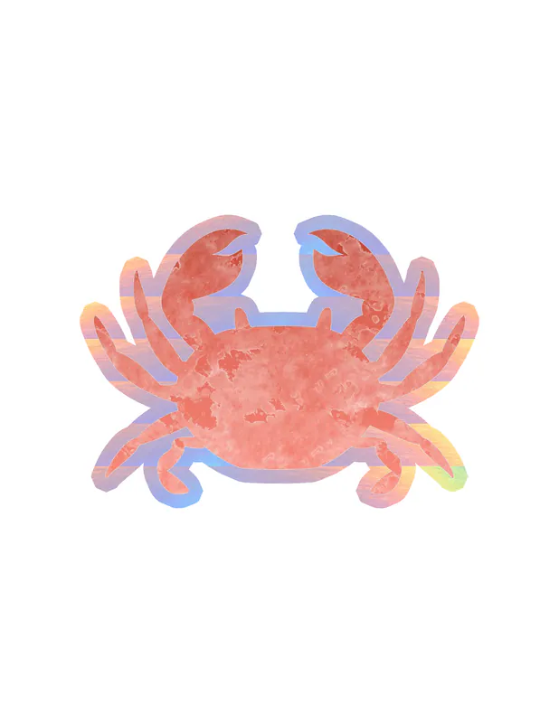 Crab Holographic Vinyl Sticker - Custom Size