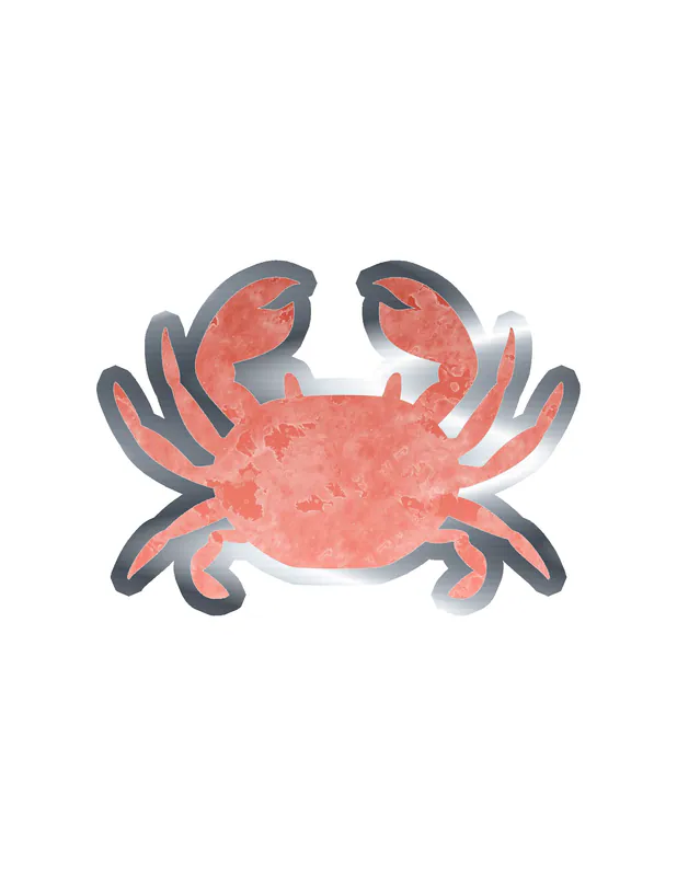 Crab Silver Chrome Vinyl Sticker - Custom Size