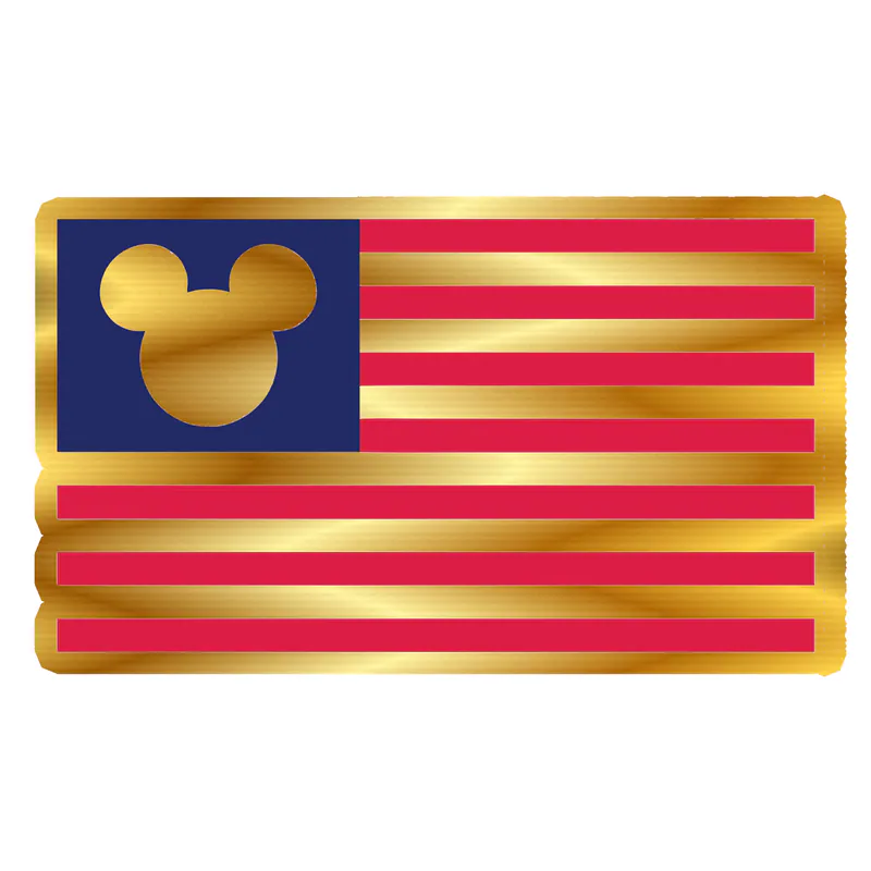 Mickey American Flag Gold Chrome Vinyl Sticker - Custom Size