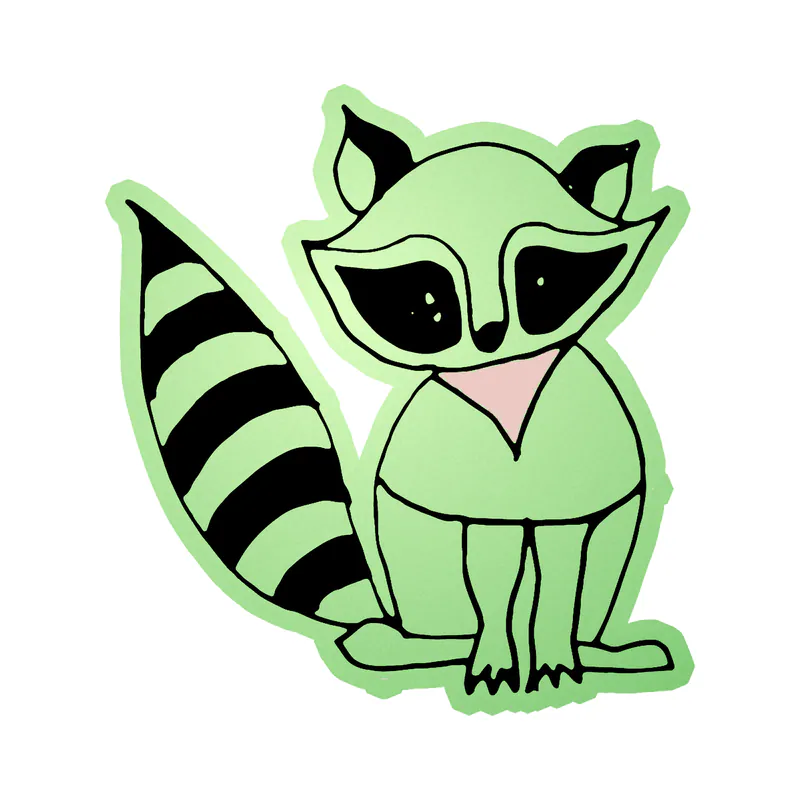Racoon Glow in the Dark Vinyl Decal - Custom Size