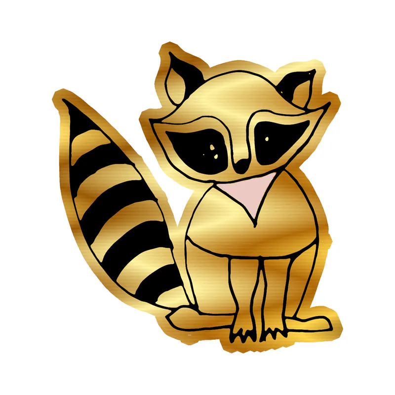 Racoon Gold Chrome Vinyl Decal - Custom Size