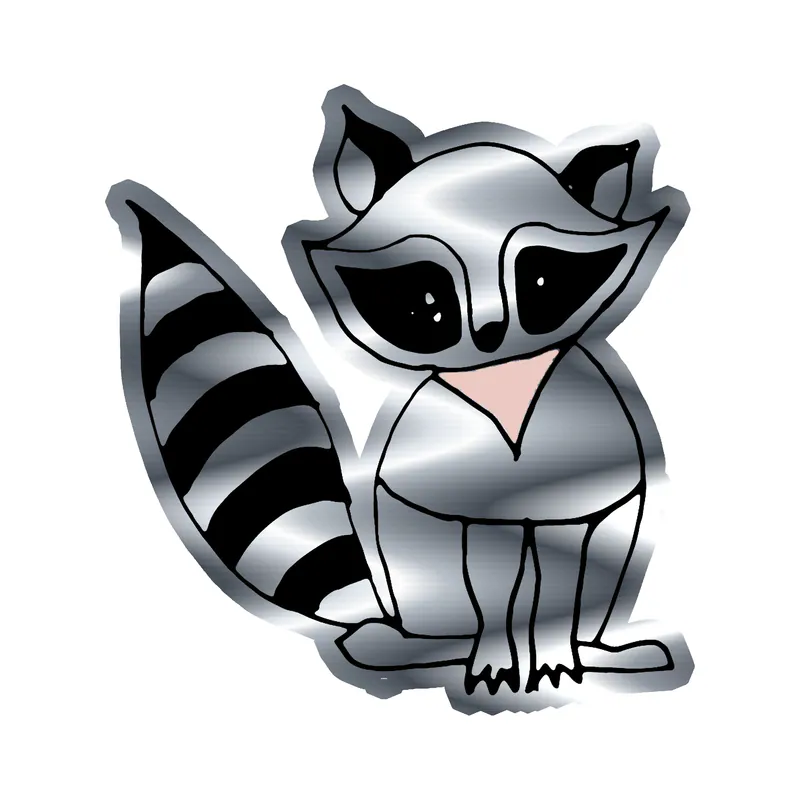 Racoon Silver Chrome Vinyl Decal - Custom Size