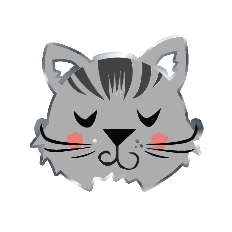 Cat Silver Chrome Vinyl Decal - Custom Size