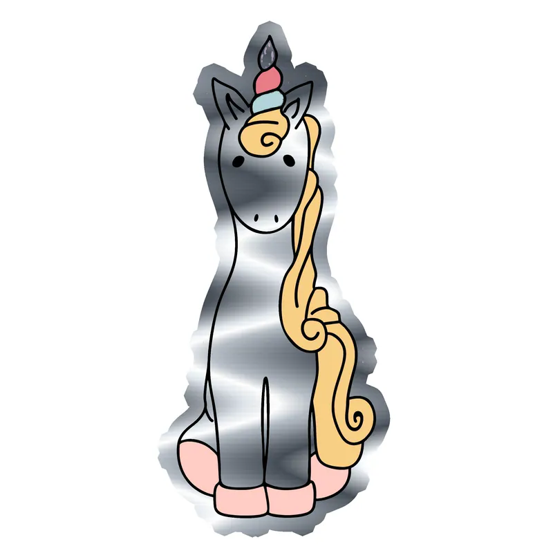 Unicorn Silver Chrome Vinyl Decal - Custom Size