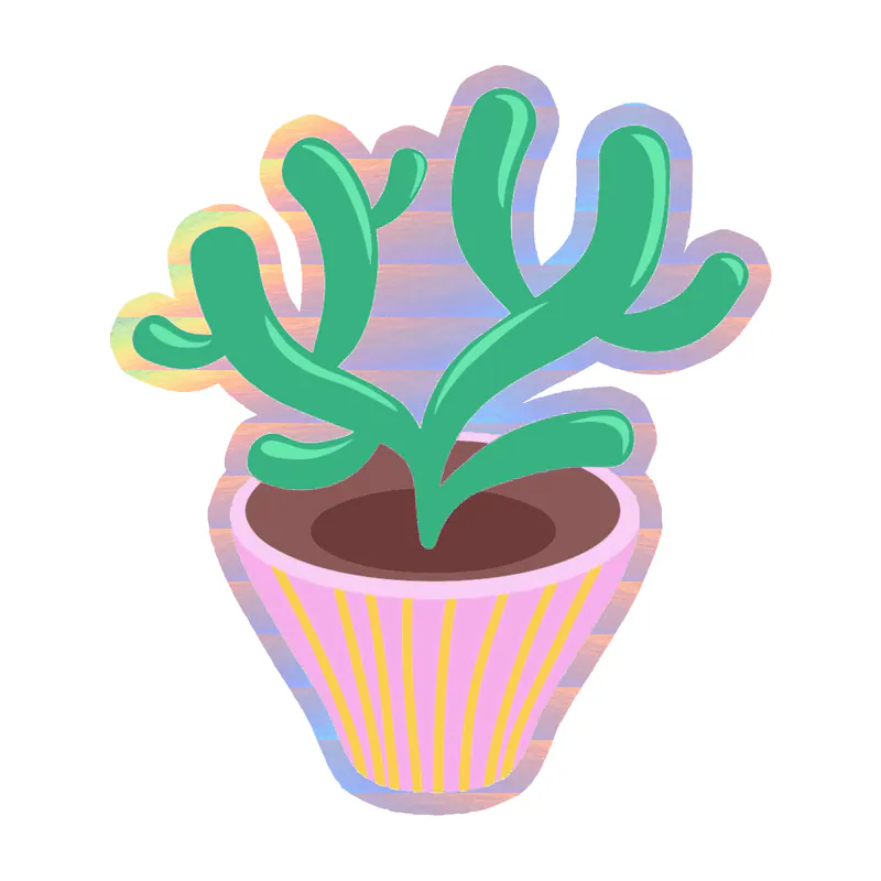 Cactus Holographic Vinyl Decal - Custom Size