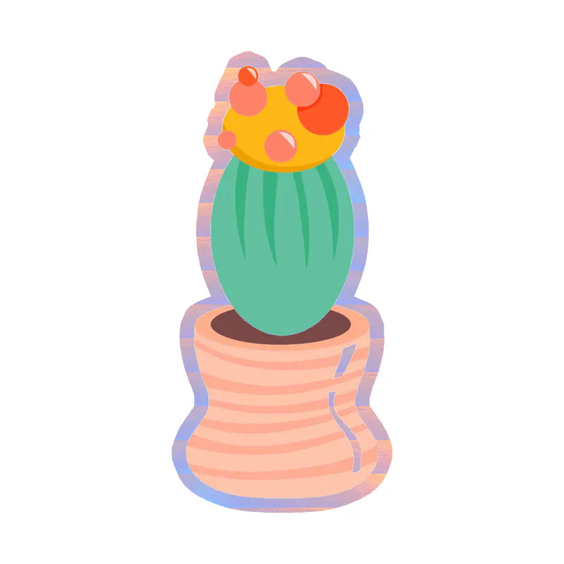 Cactus Holographic Vinyl Decal - Custom Size