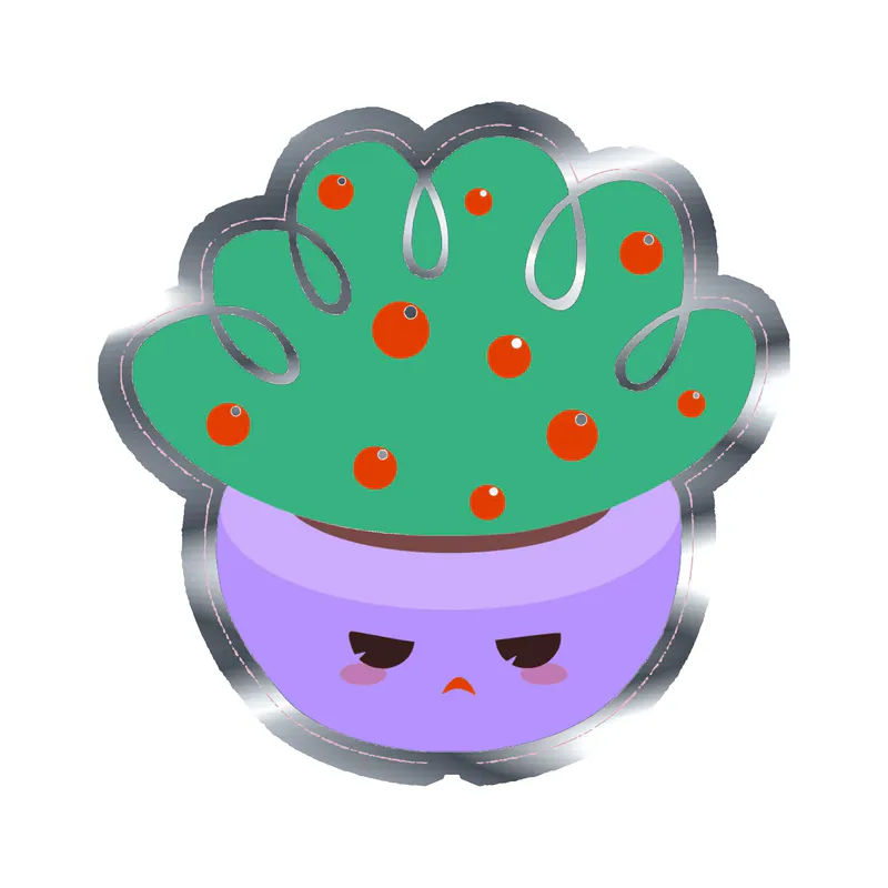 Cactus Silver Chrome Vinyl Decal - Custom Size