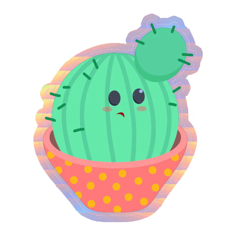 Cactus Holographic Vinyl Decal - Custom Size
