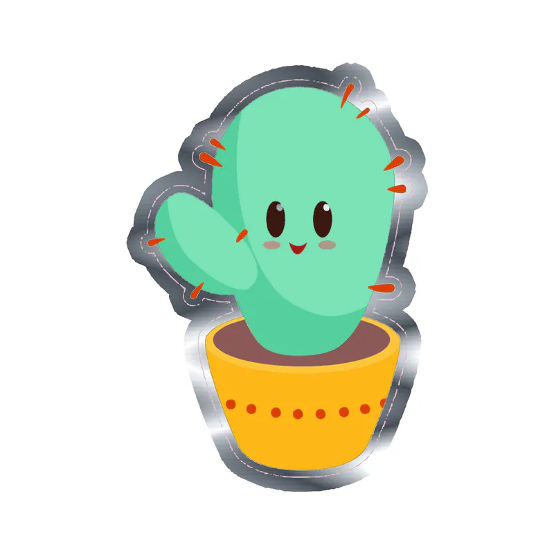 Cactus Silver Chrome Vinyl Decal - Custom Size