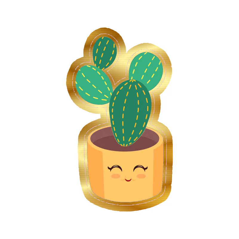 Cactus Gold Chrome Vinyl Decal - Custom Size
