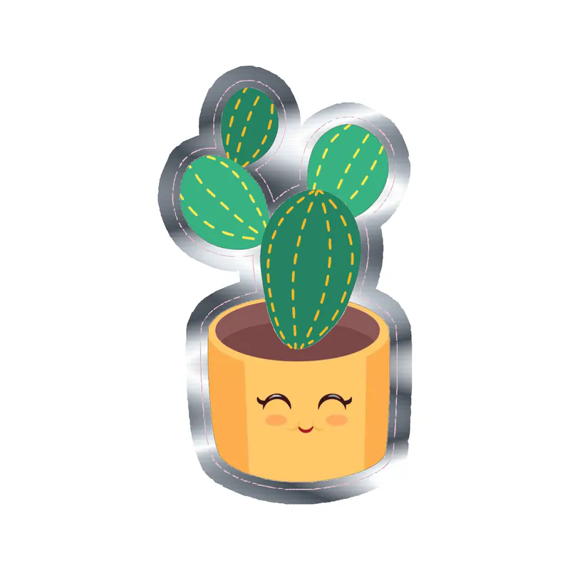Cactus Silver Chrome Vinyl Decal - Custom Size