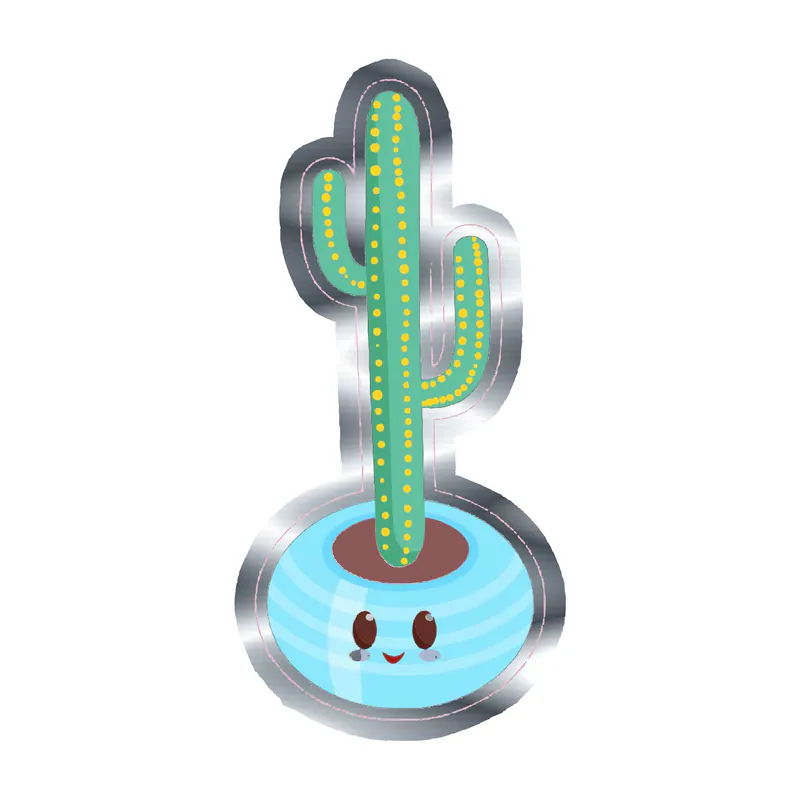 Cactus Silver Chrome Vinyl Decal - Custom Size