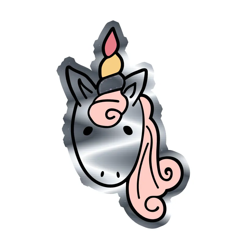 Unicorn Silver Chrome Vinyl Decal - Custom Size