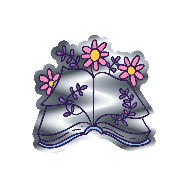 Book Silver Chrome Vinyl Decal - Custom Size
