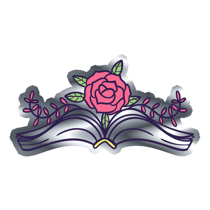 Book Silver Chrome Vinyl Decal - Custom Size