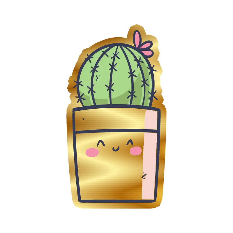 Cactus Gold Chrome Vinyl Decal - Custom Size