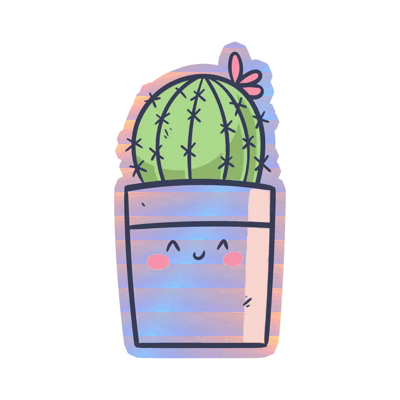 Cactus Holographic Vinyl Decal - Custom Size