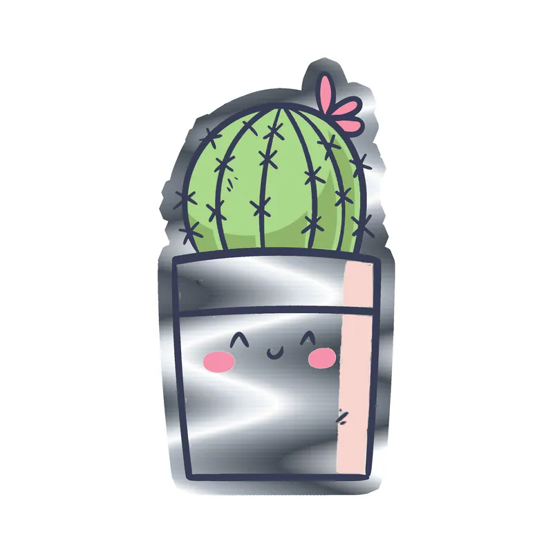 Cactus Silver Chrome Vinyl Decal - Custom Size