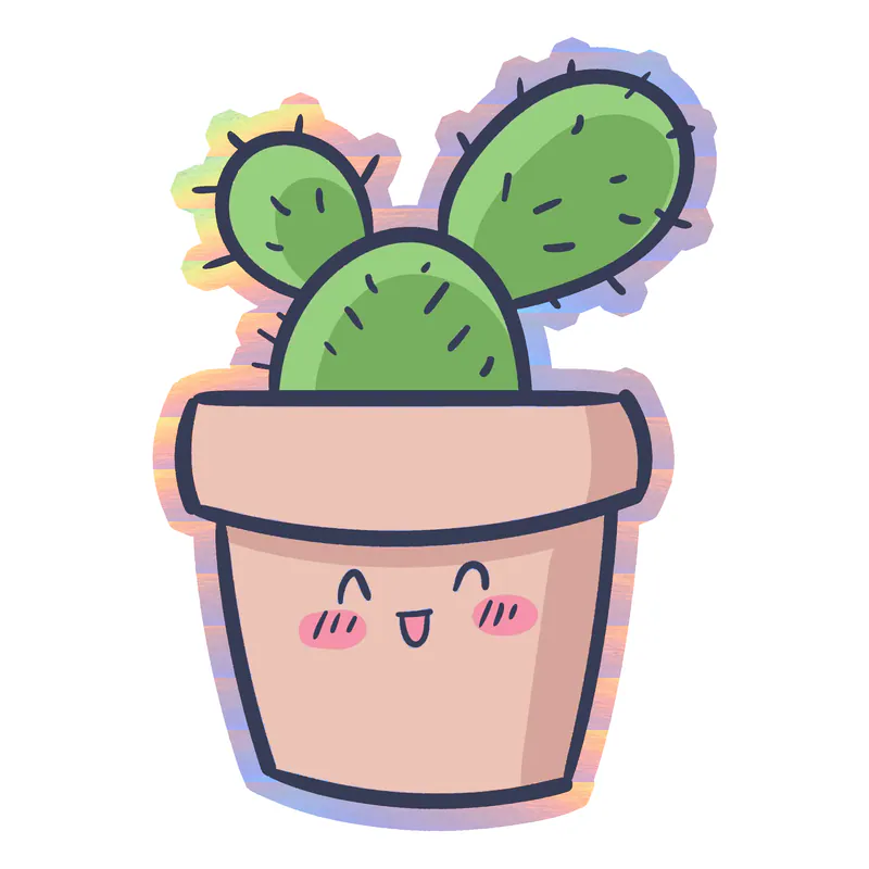 Cactus Holographic Vinyl Decal - Custom Size