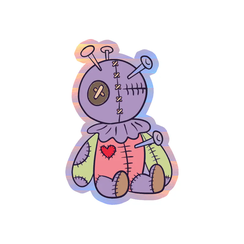 Voodoo Doll Holographic Vinyl Decal - Custom Size