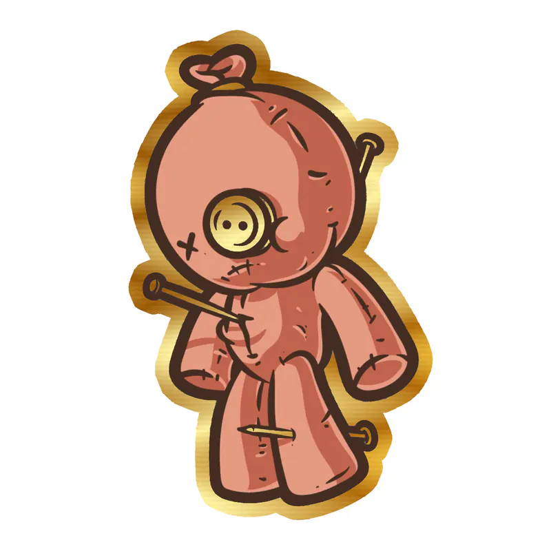 Voodoo Doll Gold Chrome Vinyl Decal - Custom Size