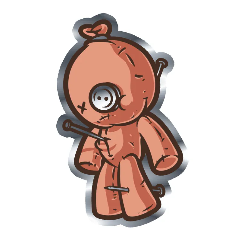 Voodoo Doll Silver Chrome Vinyl Decal - Custom Size