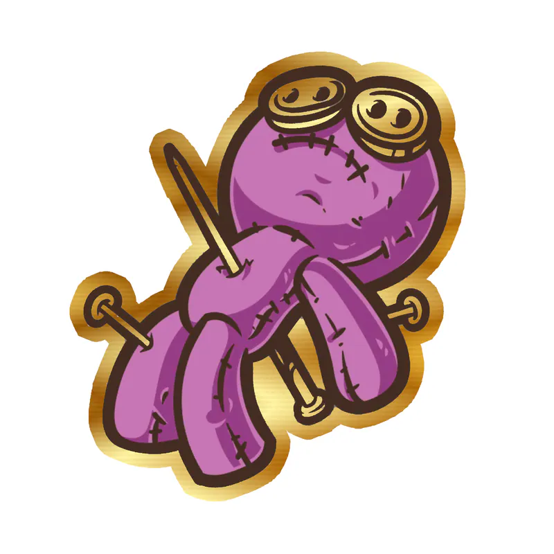 Voodoo Doll Gold Chrome Vinyl Decal - Custom Size