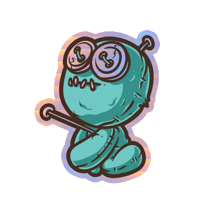 Voodoo Doll Holographic Vinyl Decal - Custom Size