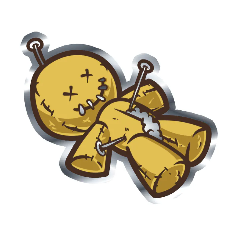 Voodoo Doll Silver Chrome Vinyl Decal - Custom Size