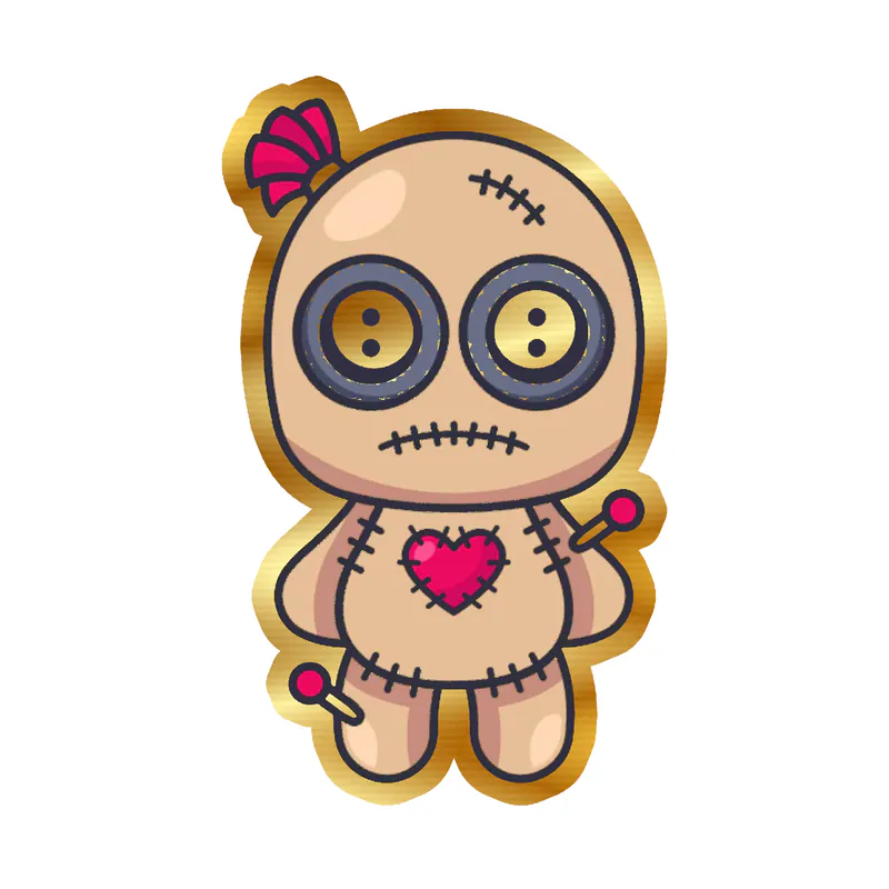 Voodoo Doll Gold Chrome Vinyl Decal - Custom Size