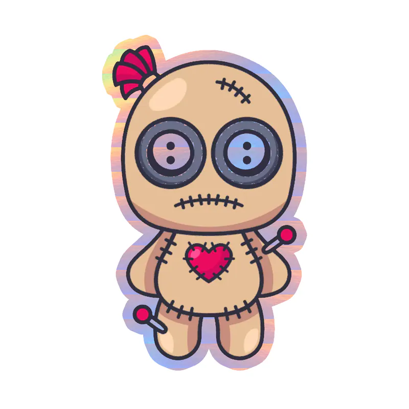 Voodoo Doll Holographic Vinyl Decal - Custom Size