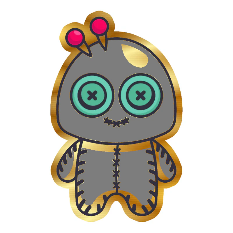Voodoo Doll Gold Chrome Vinyl Decal - Custom Size