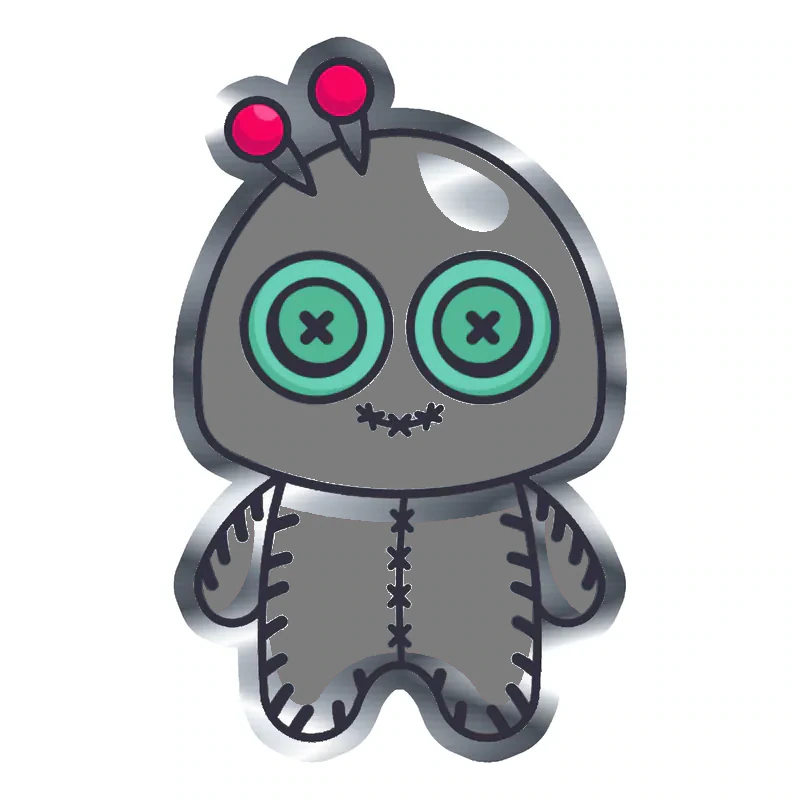 Voodoo Doll Silver Chrome Vinyl Decal - Custom Size