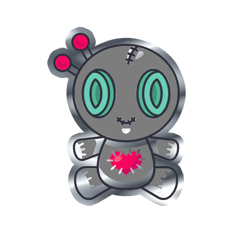 Voodoo Doll Silver Chrome Vinyl Decal - Custom Size