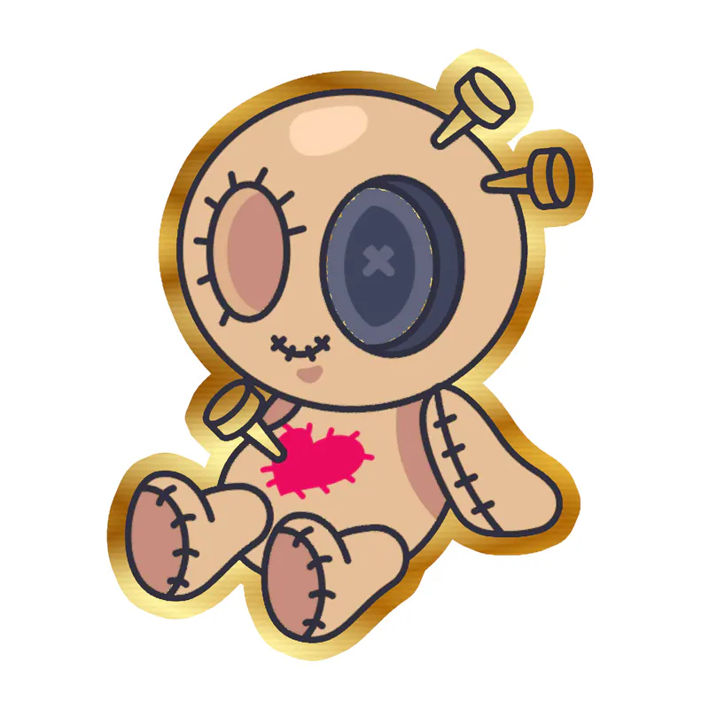 Voodoo Doll Gold Chrome Vinyl Decal - Custom Size