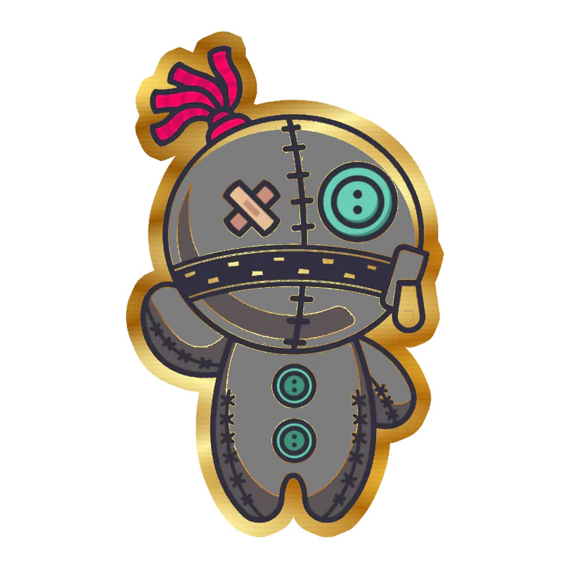 Voodoo Doll Gold Chrome Vinyl Decal - Custom Size