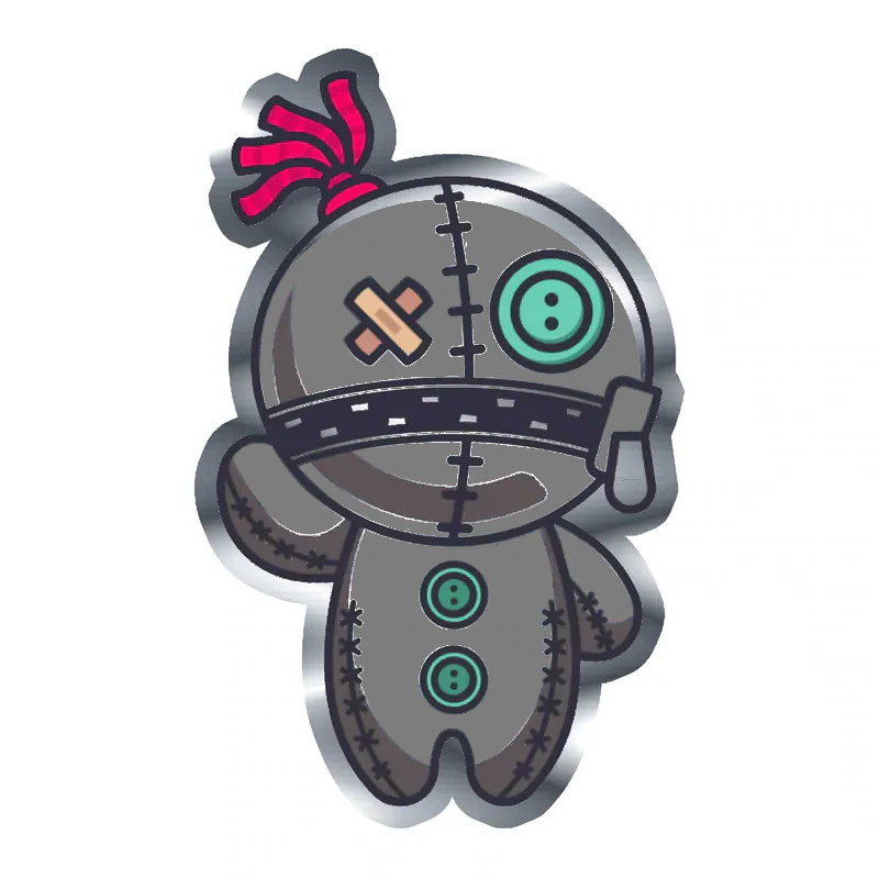 Voodoo Doll Silver Chrome Vinyl Decal - Custom Size
