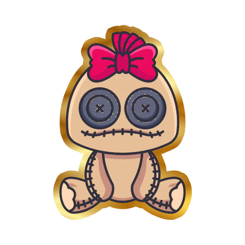 Voodoo Doll Gold Chrome Vinyl Decal - Custom Size